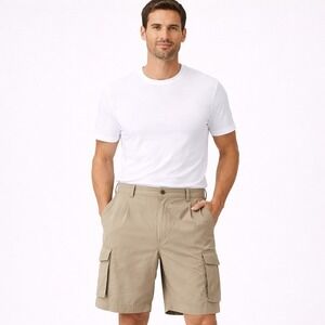 Paradise Collection Men's 100% Silk Cargo Shorts 36 NWT Jute Tan PCSH8108 Luxury